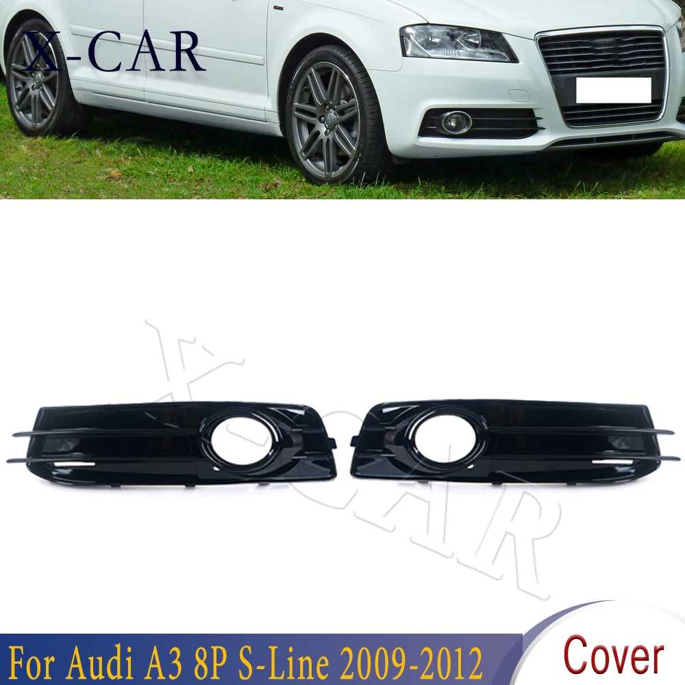 

X-CAR Car Front Bumper Fog Light Grill 1 Pair Honeycomb Mesh Cover For Audi A3 8P S-Lines 2009-2011 Fog Lamp Cover Frame Hoods