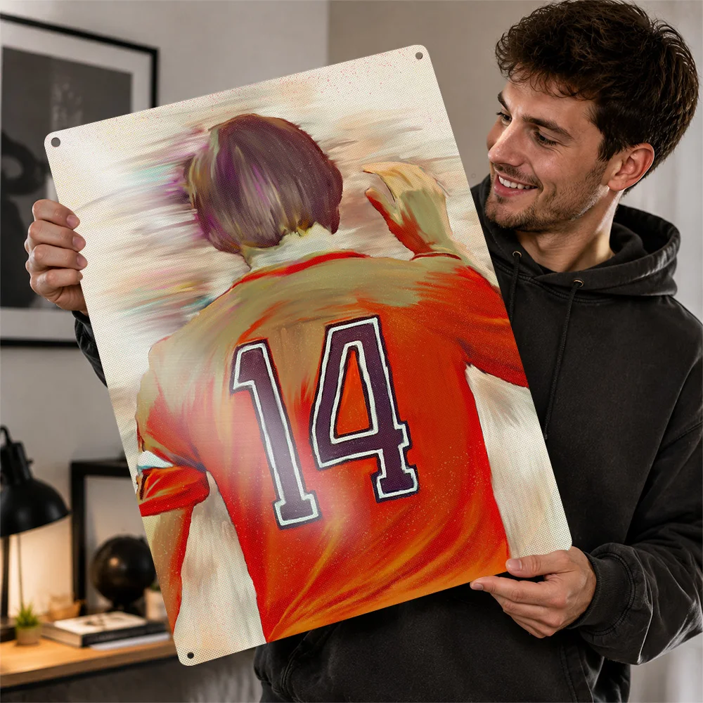 Dutch Football Legend Poster Retro 3D Printed Metal Signs Customized Wall Hanging Gift for Luxury Decoration Home Decorations