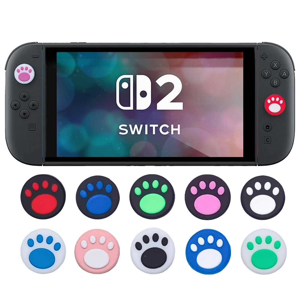 Capuchons de poignée de pouce analogiques en Silicone patte de chat, 4 pièces, compatibles avec Nintendo Switch 2 (2025), housse de protection pour Joystick