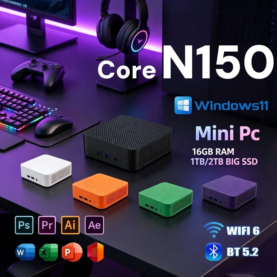 hot-selling-portable-mini-pc-intel-core-n150-16gb-ram-1tb-2tb-large-ssd-wifi6-bt52-gaming-office-desktop-computer