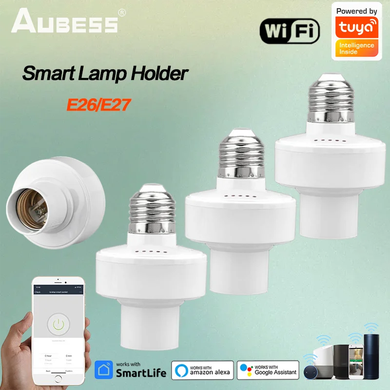 

WiFi Smart Light Bulb Adapter Lamp Holder Base AC Smart Life/Tuya Wireless Voice Control With Alexa Google Home E27 E26 65-265V