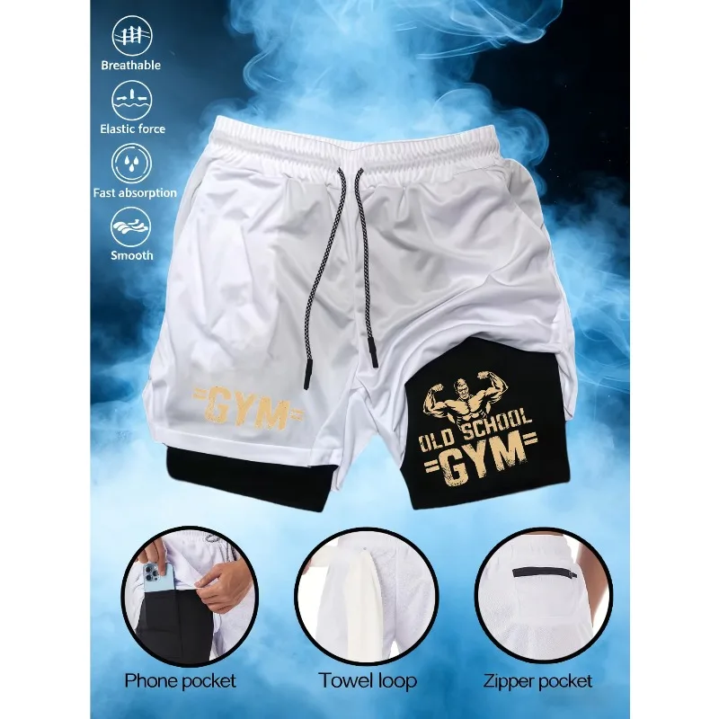 

Мужские двухслойные спортивные шорты с защитой от бликов, классические, для тяжелой атлетики и бодибилдинга, подходят как мужчинам, так и женщинам