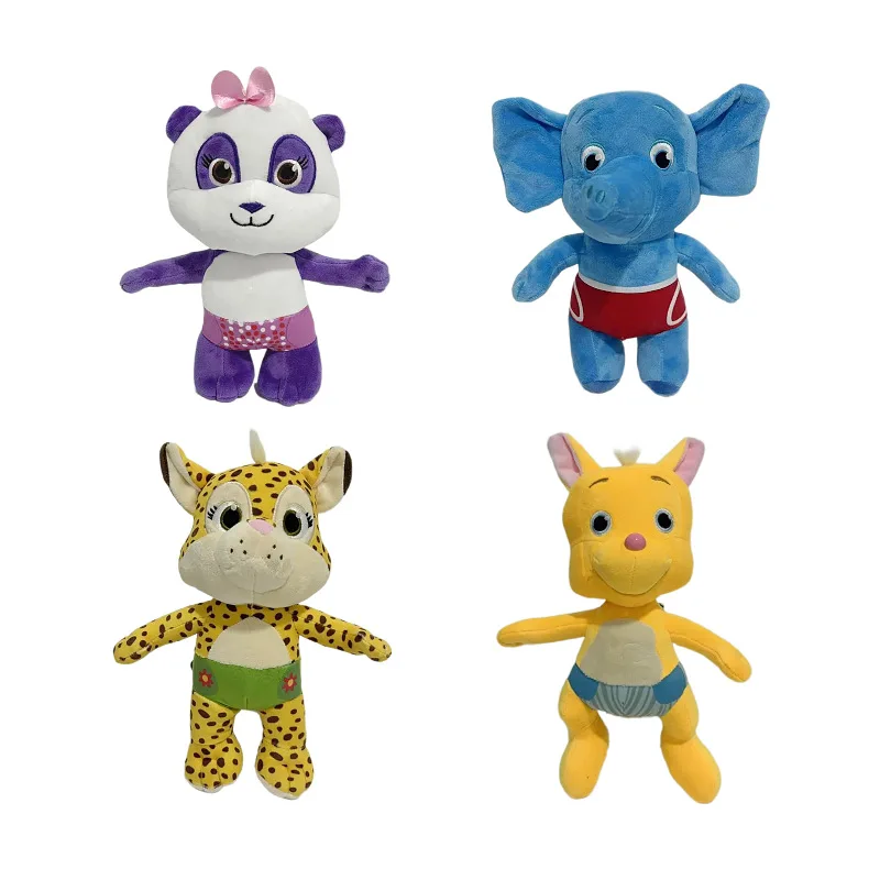 New English Word Party plush toys - panda, kangaroo, cheetah animals for kids, perfect birthday gift for children and friends