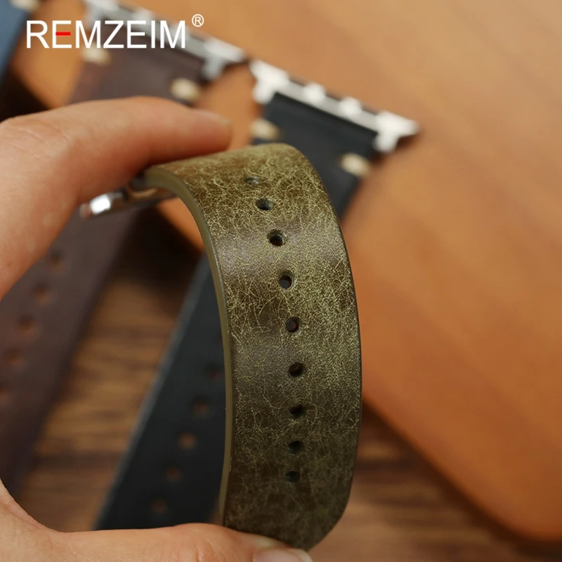 Heren stiksels lederen horlogeband voor Apple Watch 38/40/41/42/44/45/46/49mm horlogeband voor Iwatch 1-10 SE Ultra 2 armband