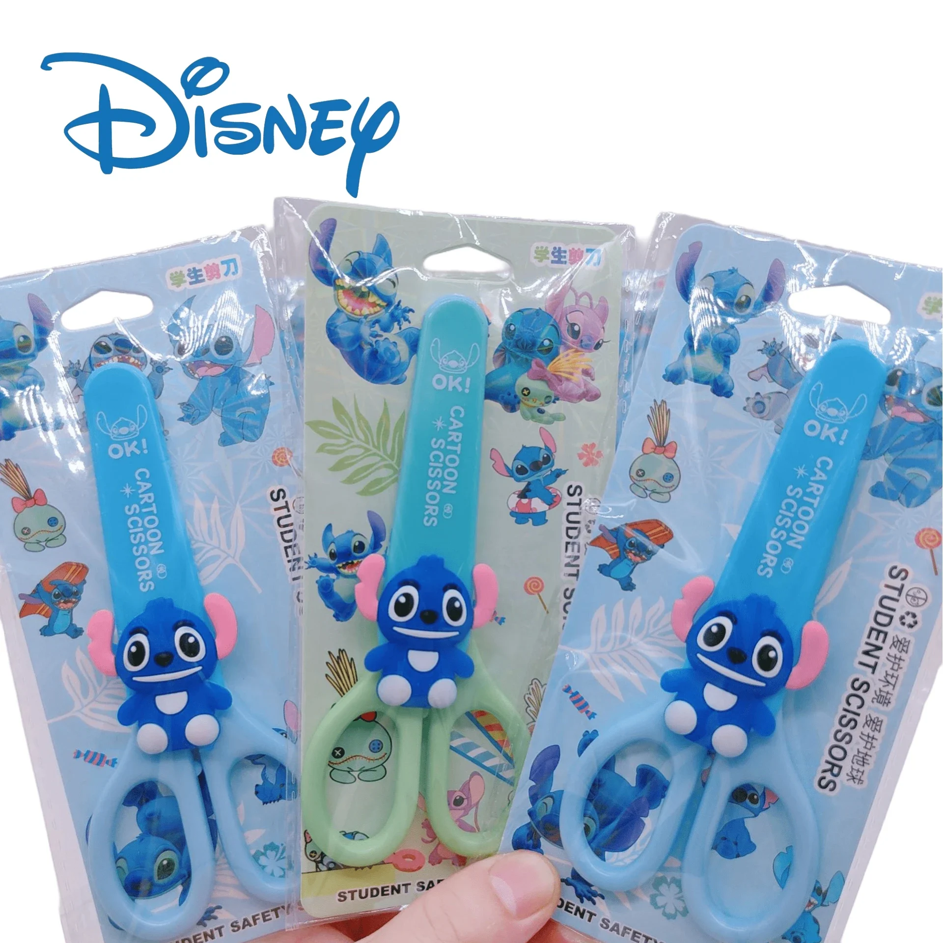 Disney-Tijeras de Lilo & Stitch de dibujos animados para niños, tijeras de silicona para niños, tijeras de acero inoxidable para estudiantes, corte a mano, lindo