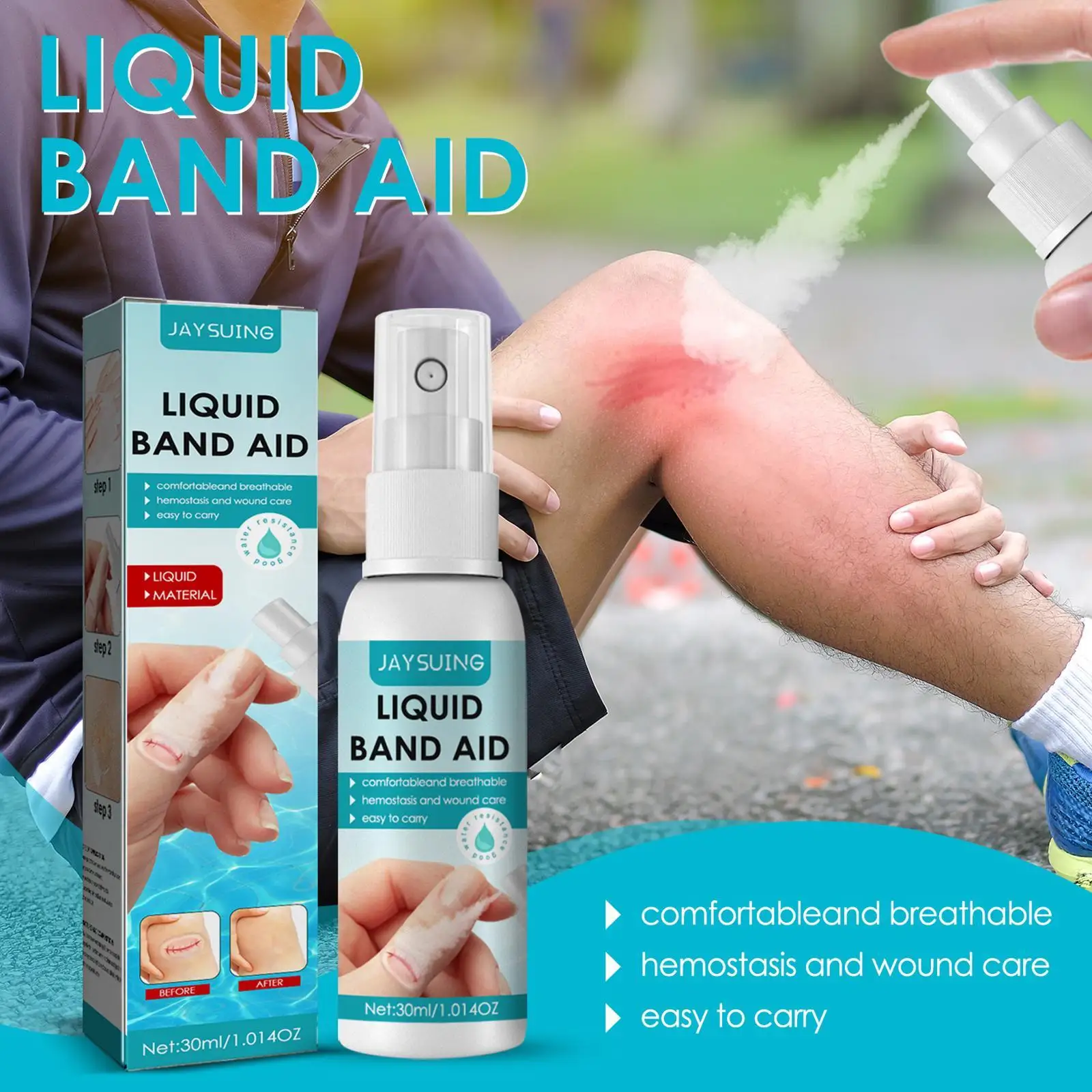 

1pcs Liquid Bandage Breathable Waterproof Wound Healing Patch Hemostatic Liquid Spray Adhesive Band-Aid Wound Disinfecting Wound