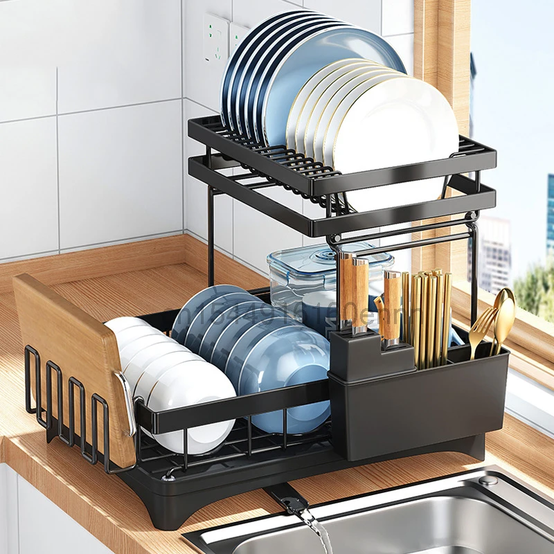 

New Kitchen Storage Rack Bowl Rack Multifunctional Storage Rack Knife Dish Drainage Tray Kitchen Supplies Bowl Dish Knife Rack