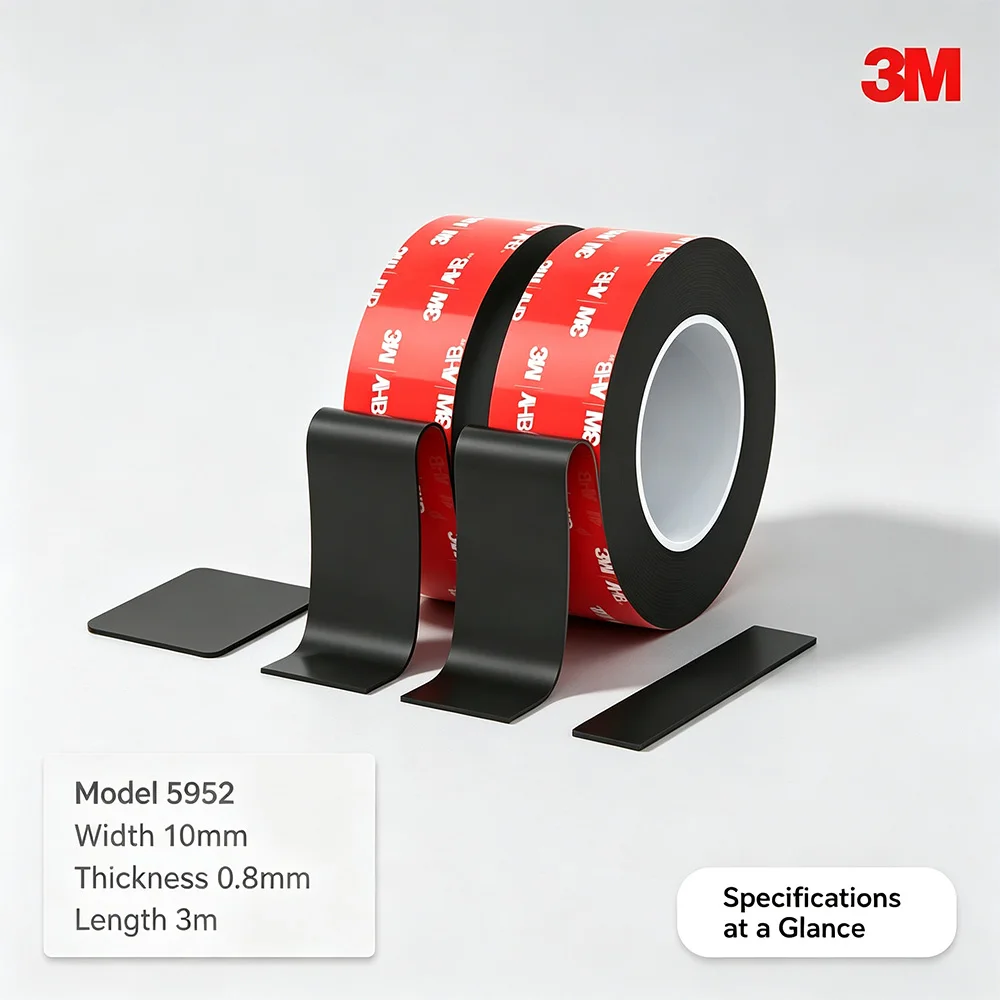 3M 1/2/5 Rolls VHB 5952 Double Sided Foam Tape Heavy Duty Waterproof Adhesive Tapes For Car Decor Household Wall Mounting Tapes