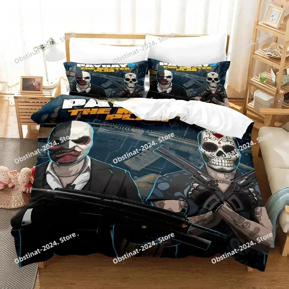 

Game Payday Bedding Set Single Twin Full Queen King Size Bed Set Adult Boys Bedroom Duvet cover Sets Hip Hop Clown Anime Bed