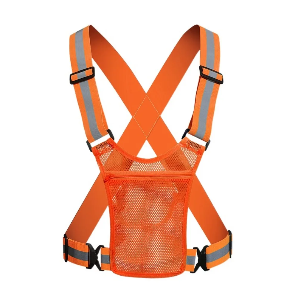 

Elastic Cycling Reflective Vest Safety Adjustable Reflective Running Vest Breathable with Phone Pouch Traffic Safety Vest