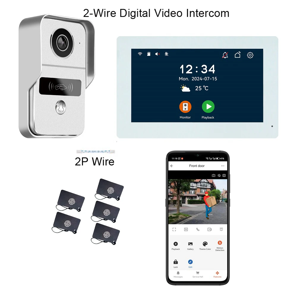 1Set 2 Wire Intercom Door Bell 7/10