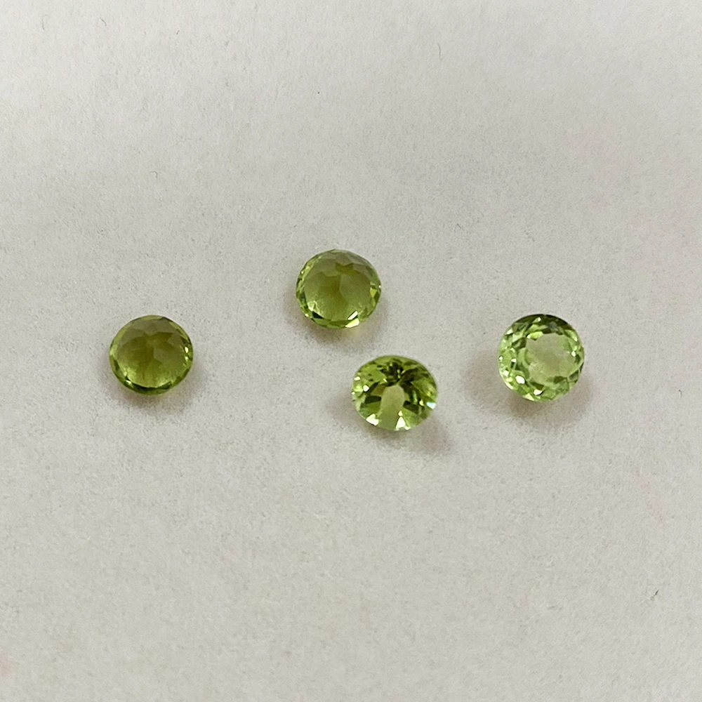 100% Natural Loose Stone 7X7mm 1.4ct Round Cut Olivine Peridot Gemstone ​for Earring Ring Necklace DIY Jewelry Making Accessory