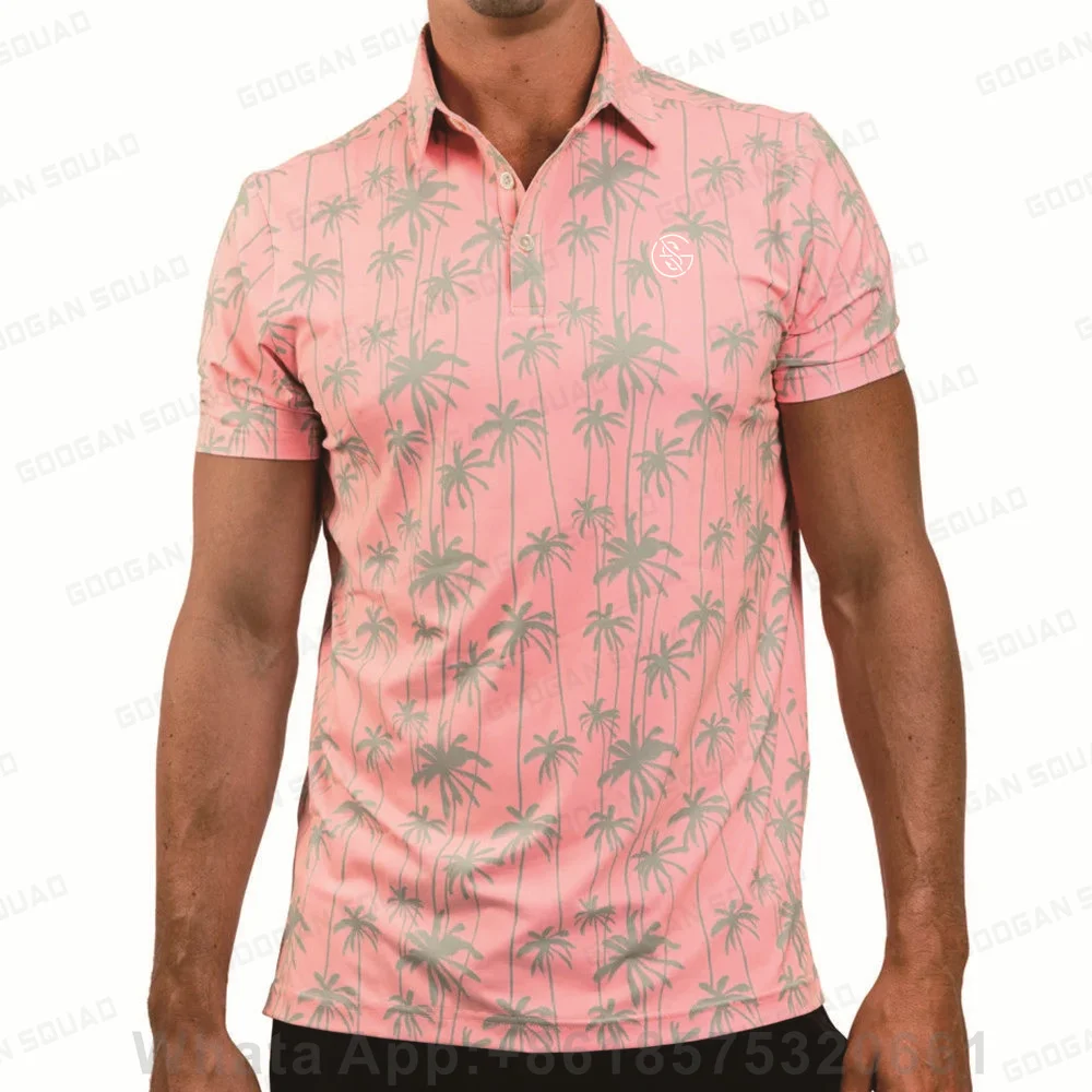 New Summer Men Golf Polo Shirts Lapel Casual Print Fashion Tops Short Sleeve Button Quick Dry Breathable Polo Shirt Clothing