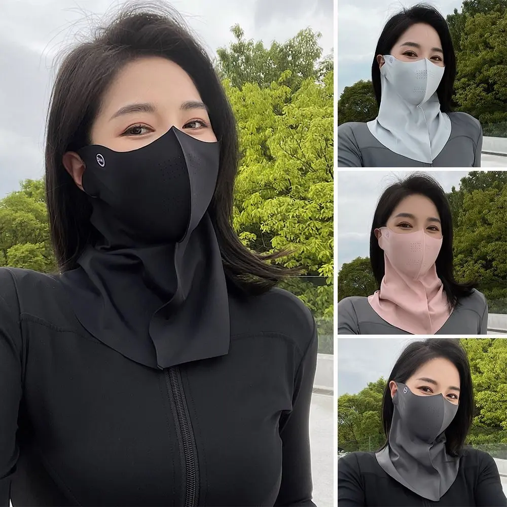 Fashion Cover Face Ice Silk Mask Face Shield Anti-UV Sunscreen Mask Thin Breathable Traceless Mask Women