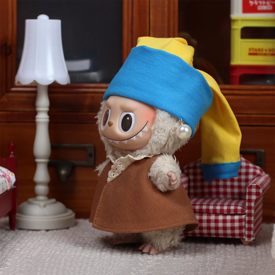 

For Labubu Doll Clothes Cos Pearl Girl Series With Earrings Kawaii Cotton Doll Clothes Funny Art Doll Accessories Dress Suit