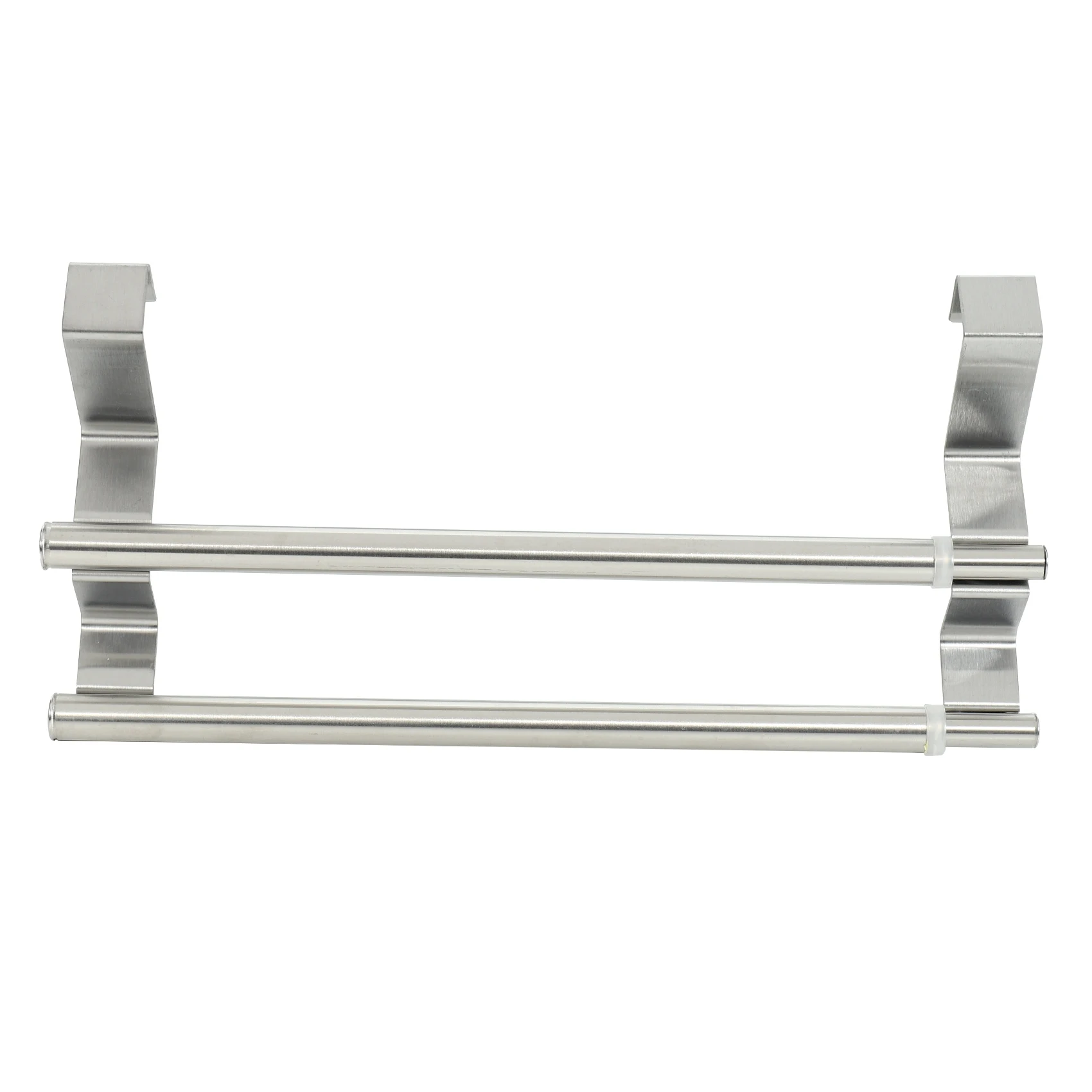 Kitchen Over Cabinet Double Towel Bar Rack Expandable Hand Towel Holder for Universal Fit on Inside Or Outside