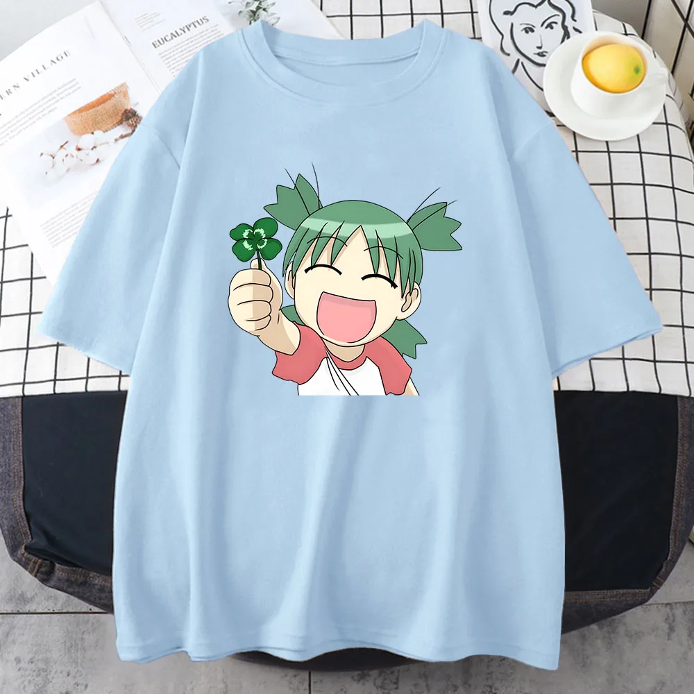 Azumanga Daioh Yotsuba T-shirt donna Cartoon Harajuku Kawaii/cute Fashion magliette 100% cotone magliette Lucky Clover Happy Smile