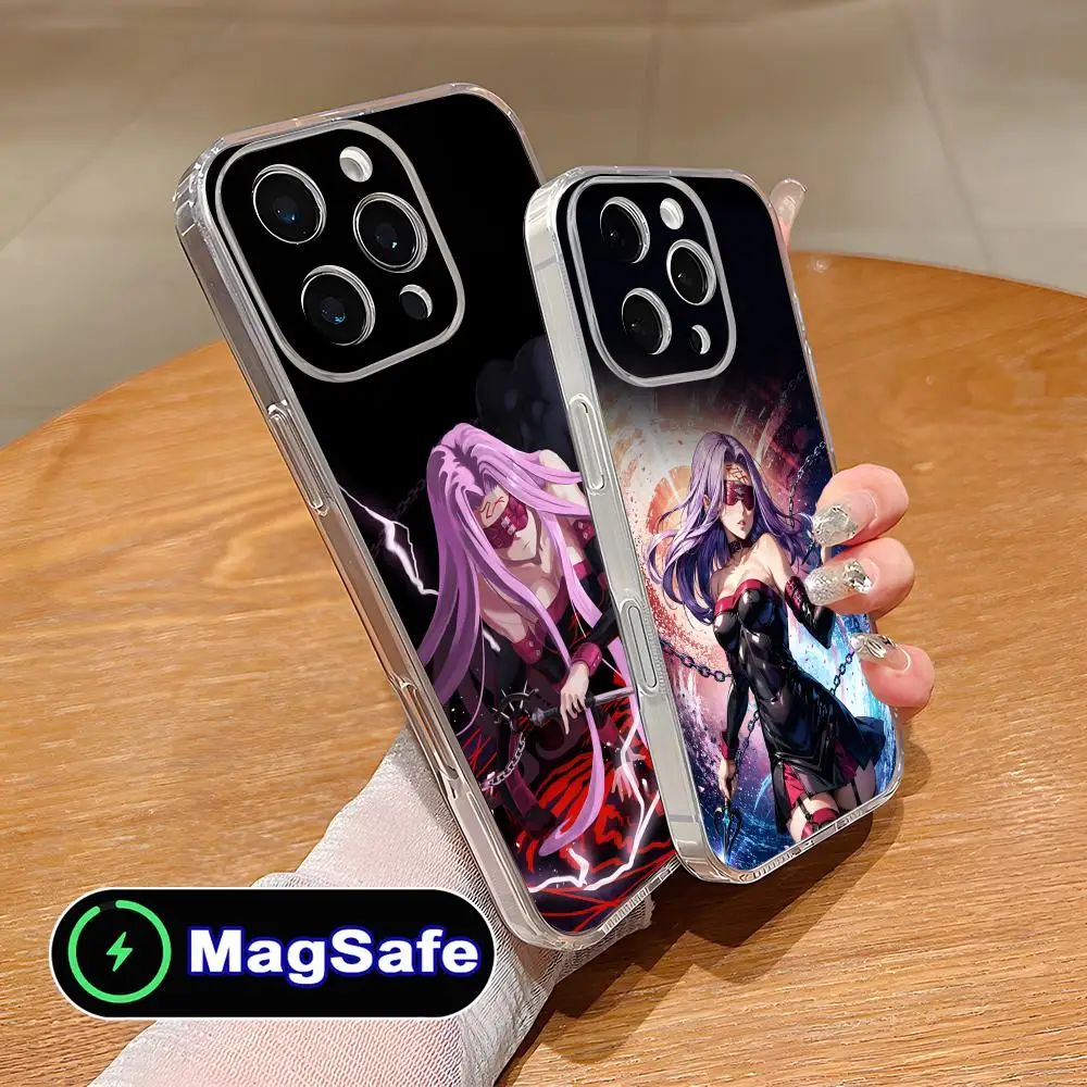 

Чехол для телефона Fate Stay Night Rider Medusa для iPhone 17, 16, 15, 14, 13, 12, 11 Air Pro Max Plus Mini Magsafe, прозрачный красочный чехол
