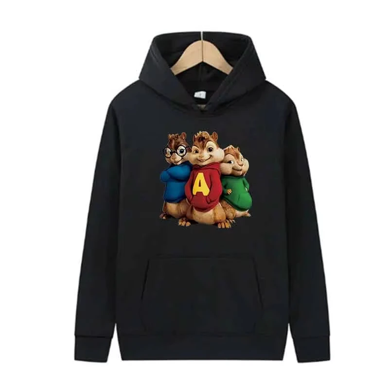2025 new Alvin And The Chipmunks Print Sweatshirt Casual Sports Pullover Top Harajuku Long-sleeved Hoodie Men Women Wear