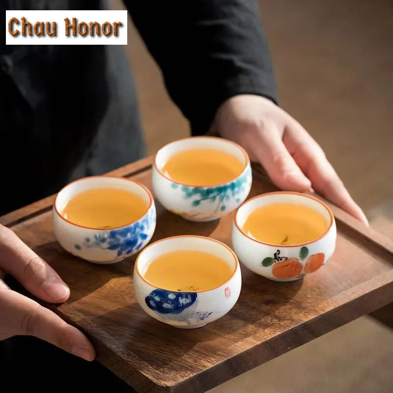 

50ml Kung Fu Tea Cup Single Cup Personal Meditation Cup Ceramic Tea Cup Hand-painted Small Tea Lamp Household Tea Set Master Cup