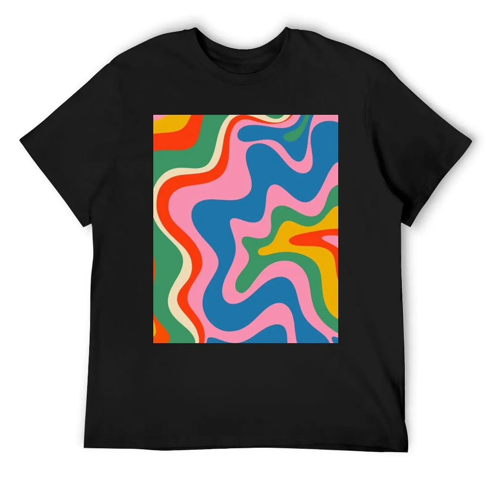 

Retro Liquid Swirl Abstract Pattern in Vintage Rainbow Colors T-Shirt Short sleeve tee man t shirt boys whites Men's t shirts