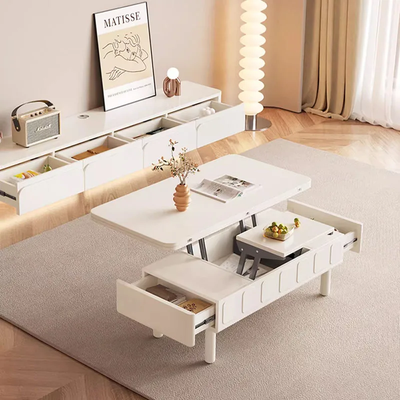 Aesthetic Storage Coffee Tables Nordic White Low Design Small Coffee Table Living Room Apartamento Mesa Auxiliar Furniture