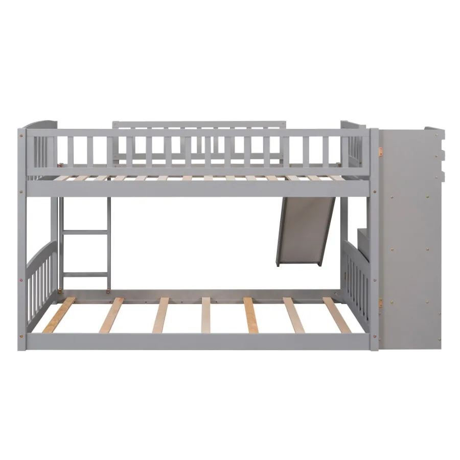 Stairway Twin over Twin Bunk Bed with Two Drawers and Slide Gray OLD SKU :LT000155AAE