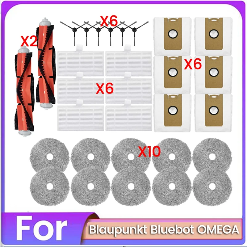 

WCS-30PCS Brush Dust Bag Filter And Mop Cloth Set For Blaupunkt Bluebot OMEGA Vacuum Cleaner Replacement Parts