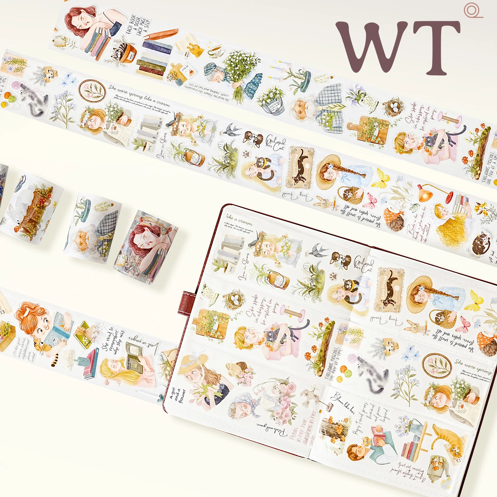 WT Cute Girls Die-cut Pet Washi Tape Corner на солнечных дней, для ландшафтных фигурок INS