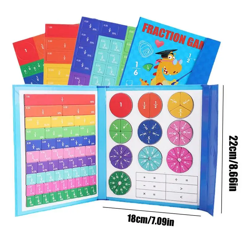 Magnetic Fraction Learning Math Toy Montessori Arithmetic Teaching Aids Wooden Book Educational Toys For Children birthday Gift