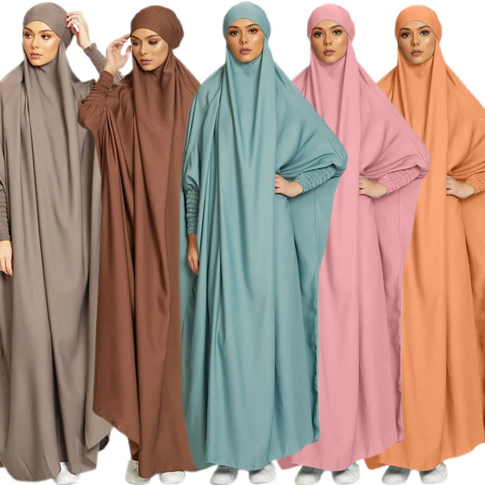 

Long Khimar Muslim Women Prayer Garment Maxi Dress Full Cover Overhead Abaya Islamic Burqa Eid Ramadan Dubai Arab Robe Clothing