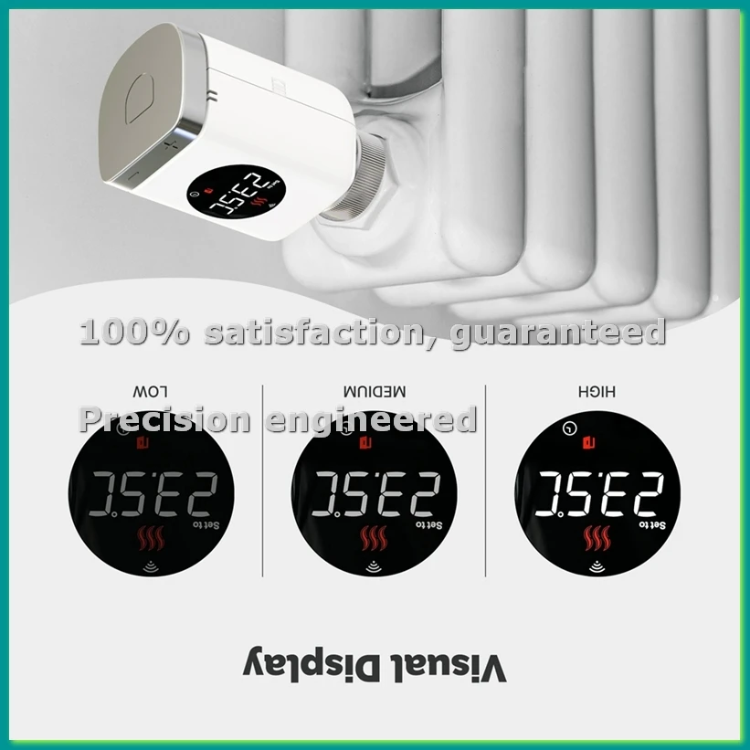 

Smart WiFi Thermostatic Radiator Valve TRV Programmable App Remote Temperature Controller for Home-BCBW