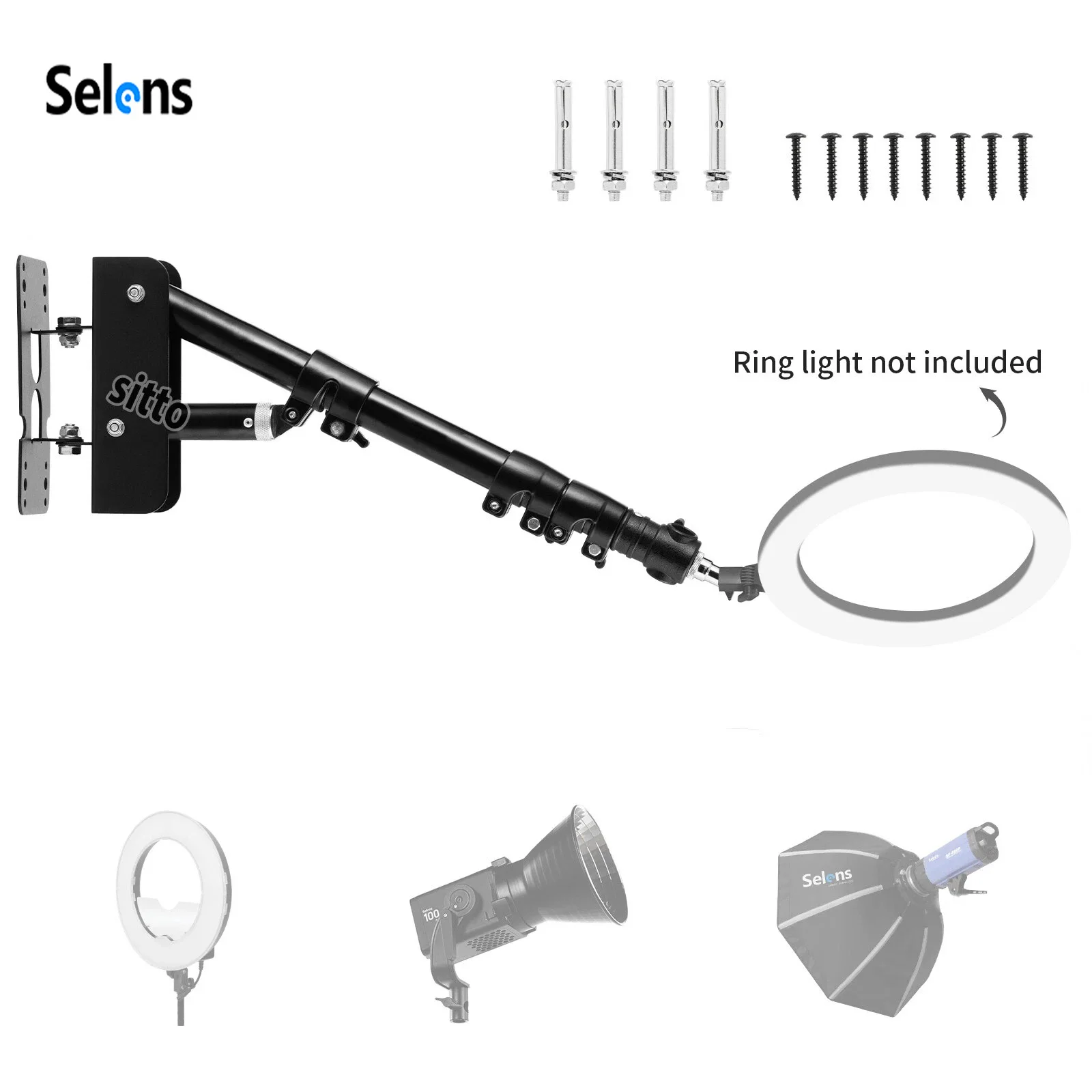 

Selens 100cm/130cm/180cm Triangle Wall Mount Boom Arm Stand Extensions Studio For Ring Light Softbox Photography Accessories