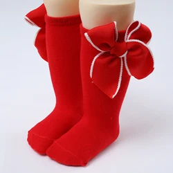 BeQeuewll Princess Baby Girls Socks Soft Cotton Christmas Infant Stockings Cute Bow Crew Breathable Kids Knee High Socks