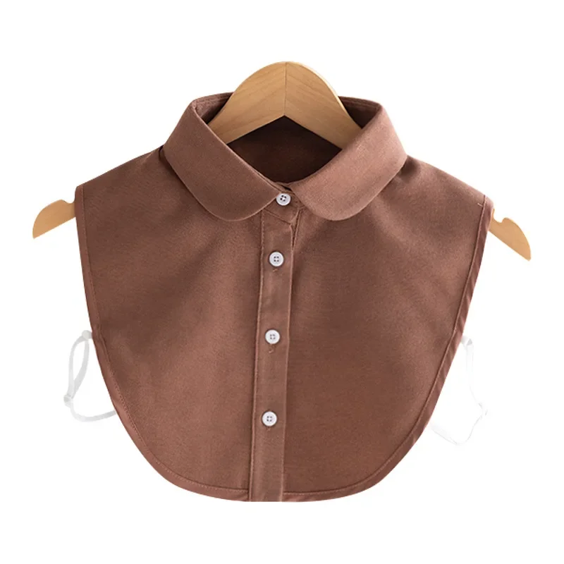 가을 겨울 기모 원단 포인티드 페이크 칼라 여성용 로터스 리프 장식 반셔츠 탈부착 가능한 칼라 액세서리