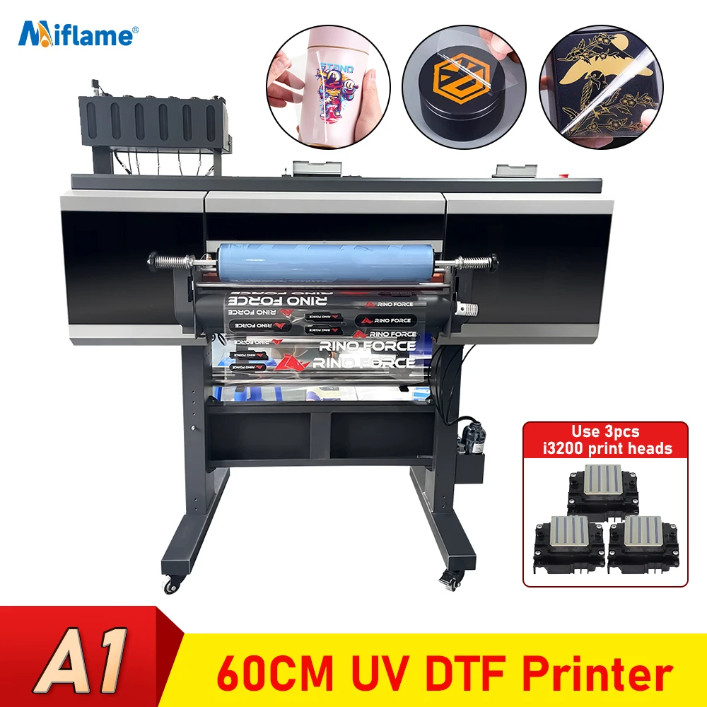 60CM 2 in 1 UV DTF Printer Multifunctional Sticker Printer with 3pcs i3200 Print Heads Embossed Outdoor Sticker Printing Machine