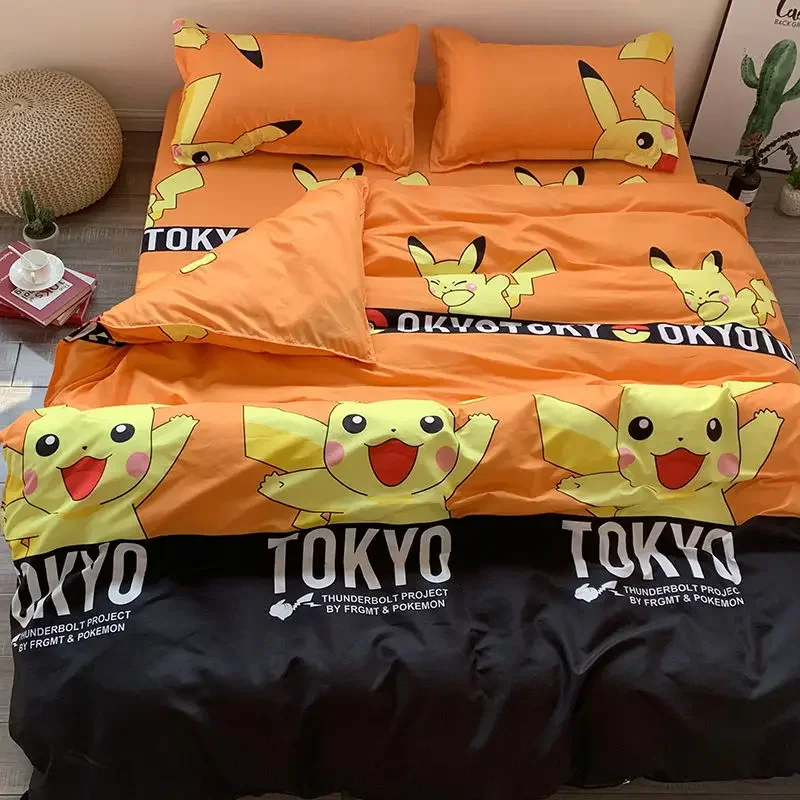 TAKARA TOMY PIKACHU bedding set Boys and Girls Pokémon Sheets Pillow Case Duvet Cover bedspread Quilt cover Bedding Set