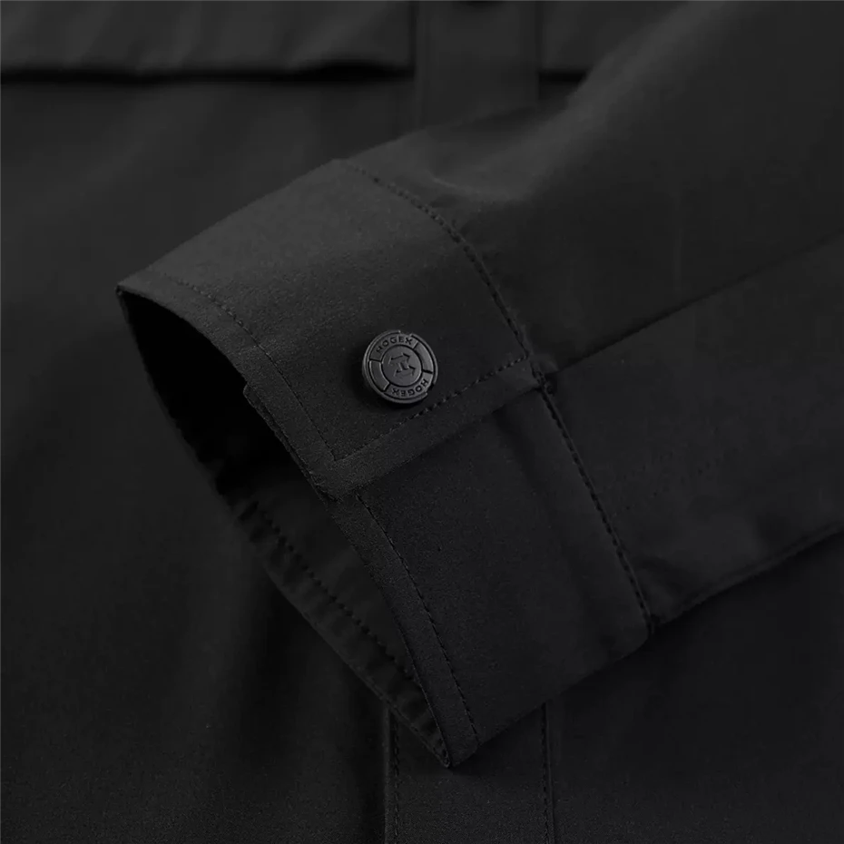 Black Techwear Cargo Shirt Men Spring Autumn Long Sleeve Shirts Jackets Patchwork Shirt Streetwear Male