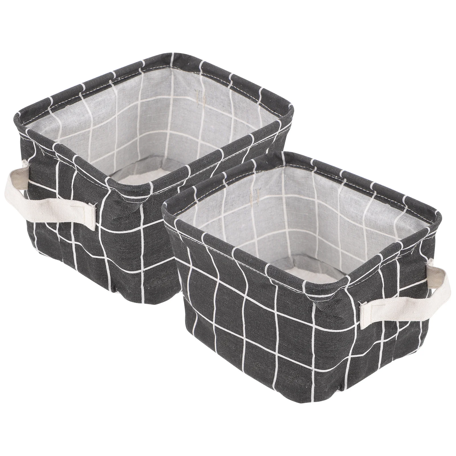 

2Pcs Sundry Storage Basket Cloth Material Dual Handle Organizer Large Capacity Home Office Storage Bin Laundry