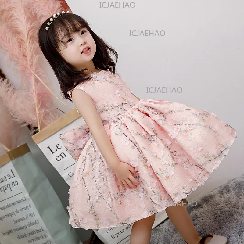 

2026 Kids Birthday PerformanceChildren Girls Flower Girl Pink Tutu Little Host Pageant Banquet Evening Gown Princess Dress