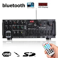 AMPLIFICADOR DE POTENCIA DE Audio bluetooth de 2000W, altavoz HiFi con amplificador AV de 12V, altavoz con Control remoto para coche, hogar, baile cuadrado, 2,0 canales