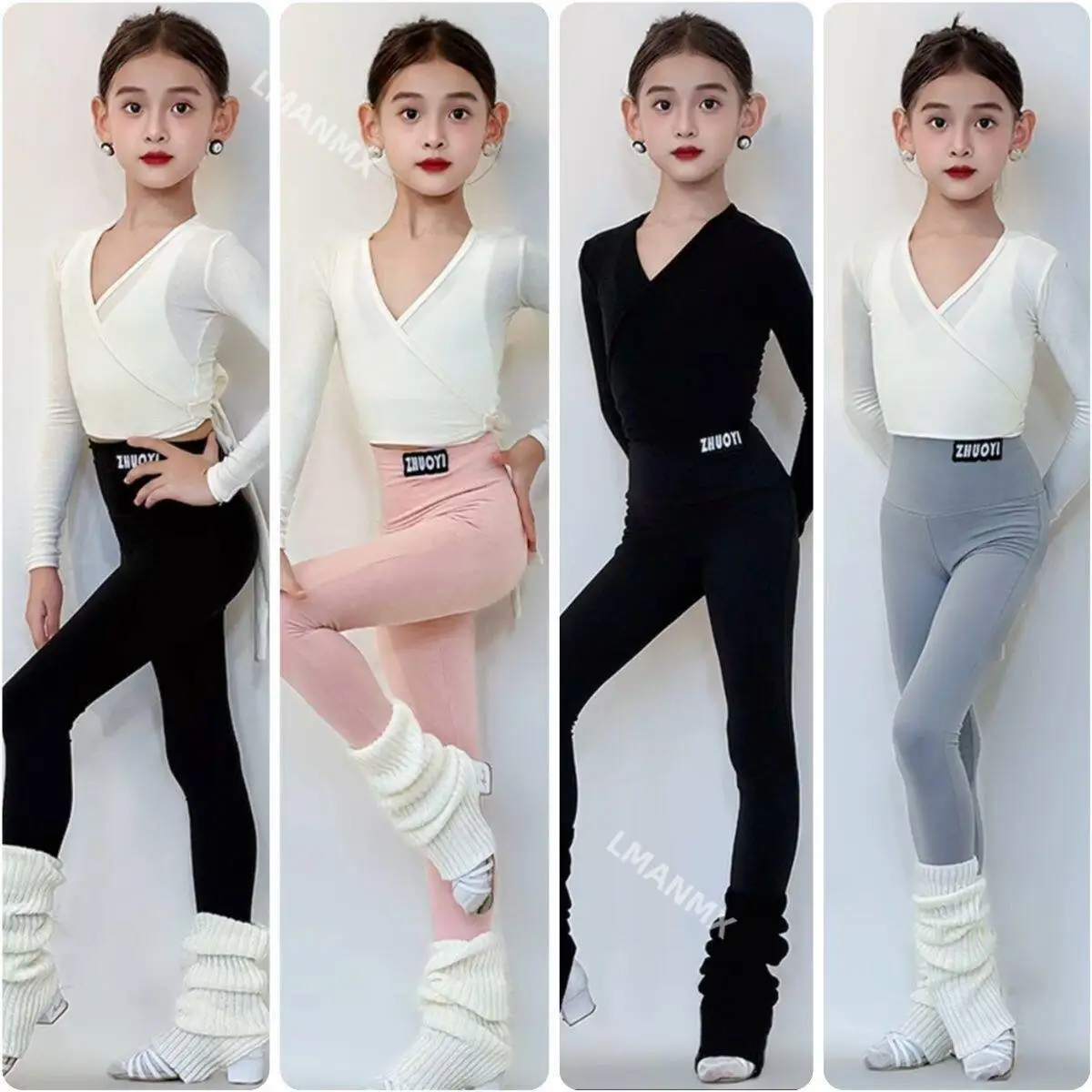 

Детские осенние и зимние штаны для латинских танцев, куртка-кардиган, универсальная тренировочная одежда с длинными рукавами, теплая одежда для танцевальной комнаты для девочек