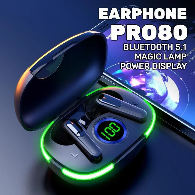 

Pro 80 Tws Touch Control Wireless Headphone Bluetooth 5.1 Earphones Sport Earbuds Music Headset for All Smartphones