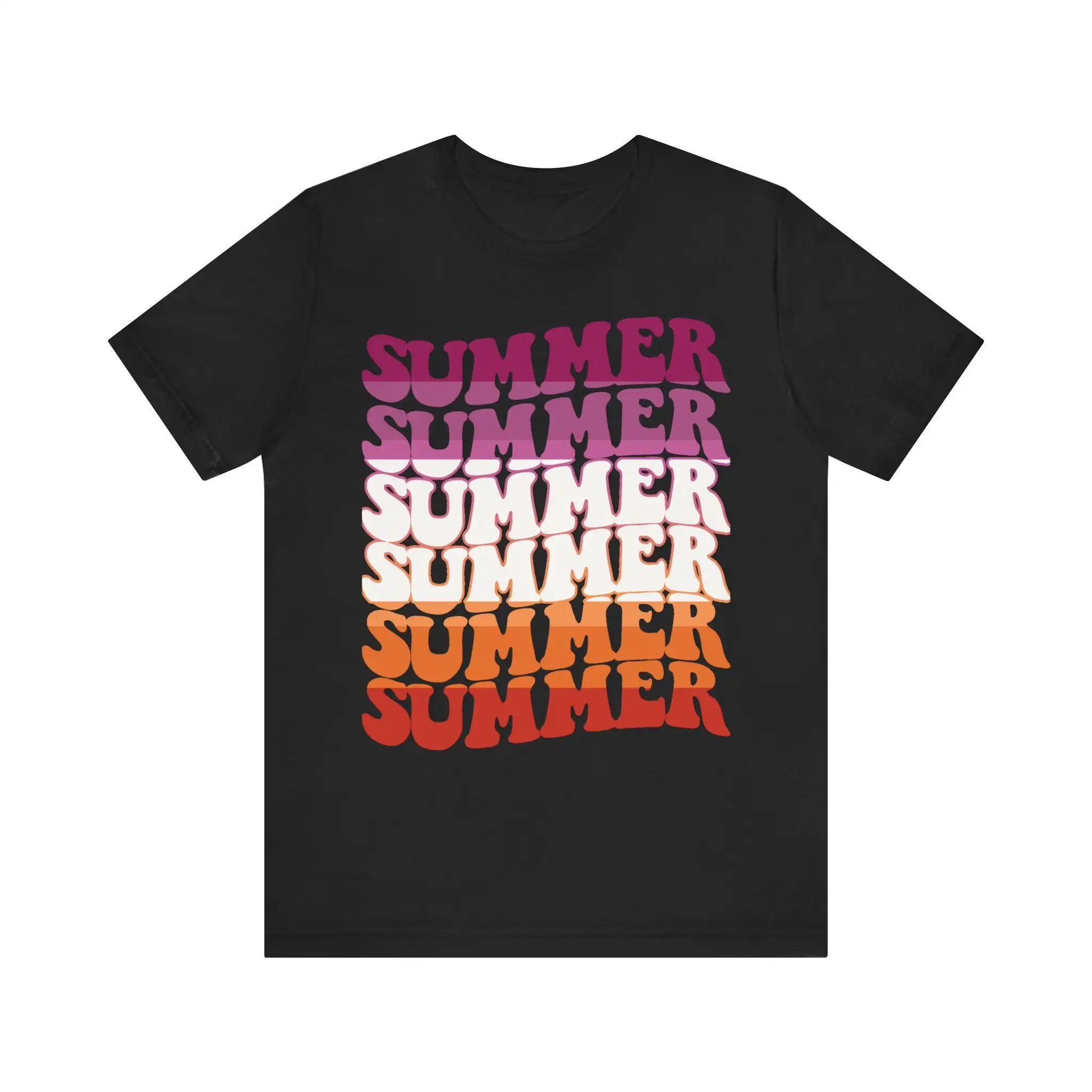 Summer T Shirt In Lesbian Pride Colors Vibrant Lgbtqia Wear Celebrate Diversity With Style