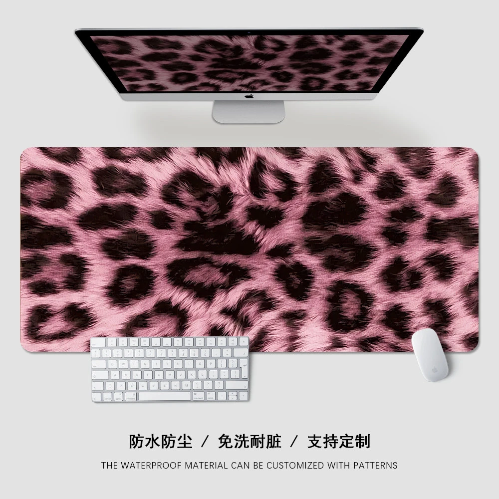 Sweet Cool French Ins Leopard Print Y2K Leather Mouse Pad Gamer Mousepad Office PU Leather Mouse Mats Desktop Computer Desk Pad
