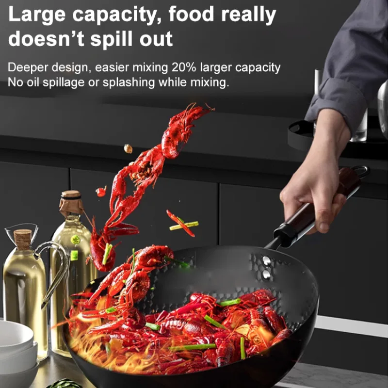 Coating-Free Pure Iron Healthy Frying Pan, Cast Iron Non-Stick Skillet with Matching Iron Pan Safe Durable Cooking Performance