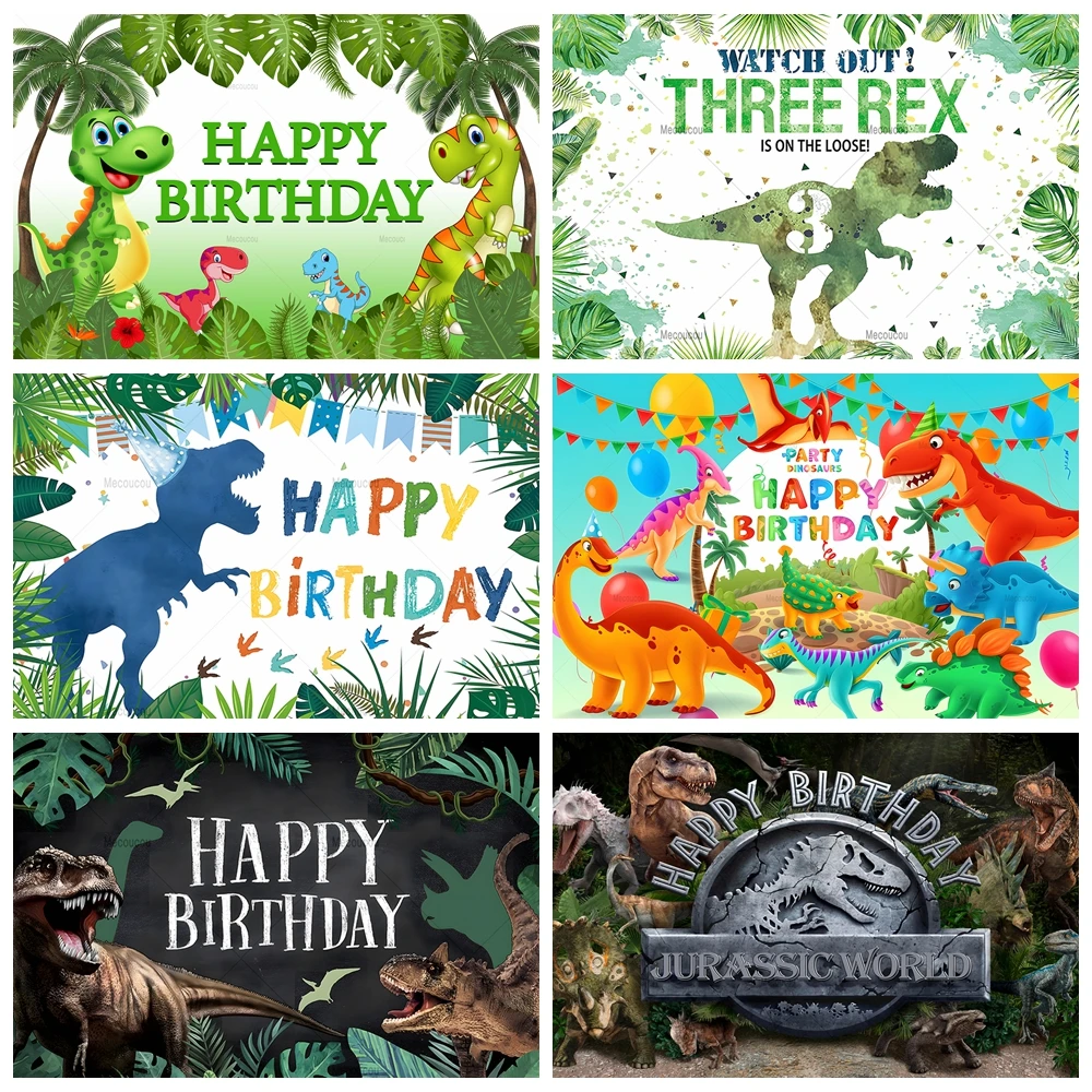 

Cartoon Dinosaur Background Custom Children Happy Birthday Party Photocall Poster Banner Baby Shower Jungle Photography Backdrop