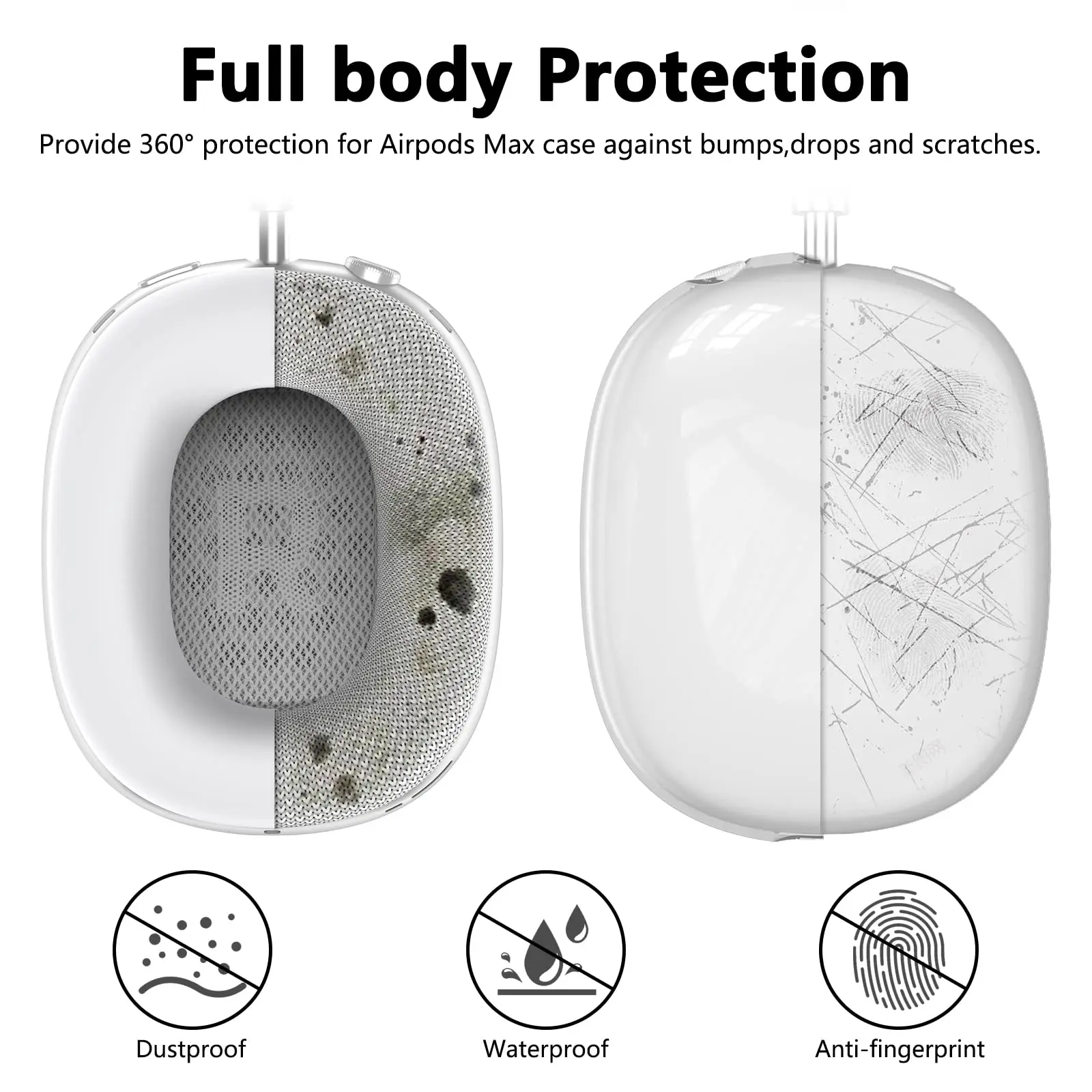 Abdeckung für 2024 Air Pods Hülle (USB C) Kristallklare schützende Ohrmuschelabdeckungen Ultra Hybrid Pro Entwickelt für Airpods Max Hülle