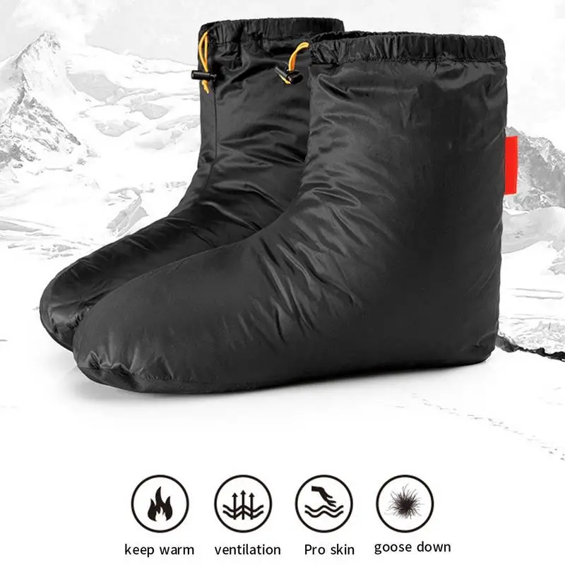 Winter Down Booties Socks Warm soft shoes winter camping sleeping Slippers Indoor Down Filled Slipper Boots With Storage Bag