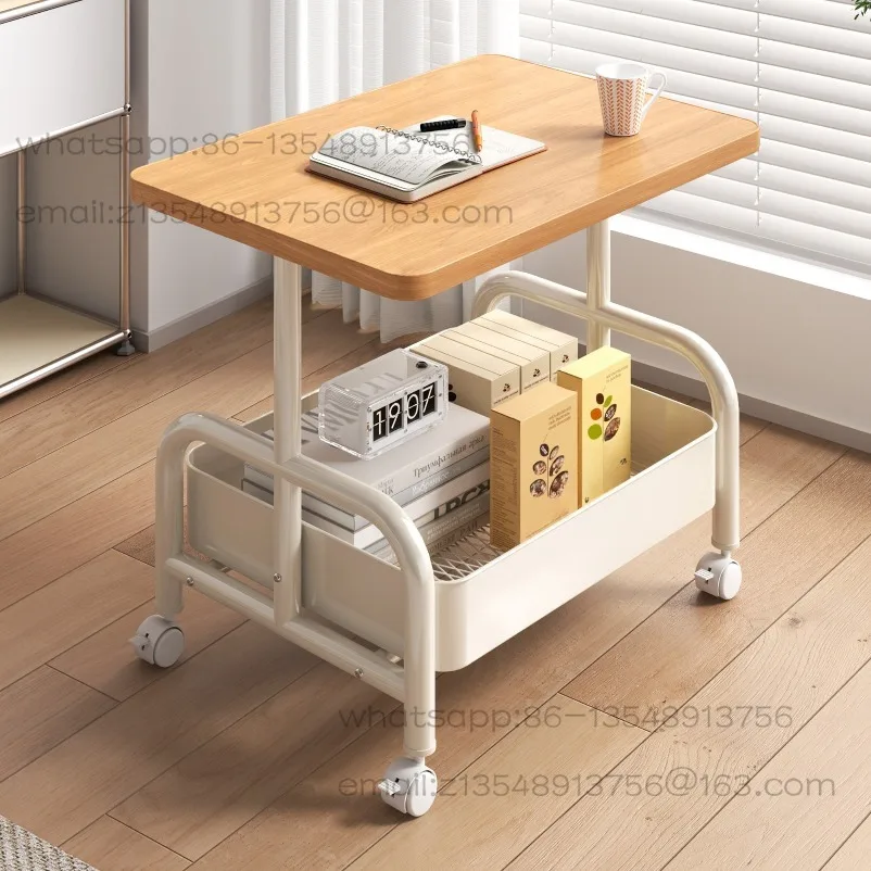 Movable coffee table trolley double side table living room sofa storage small with wheel tea table bedroom rack
